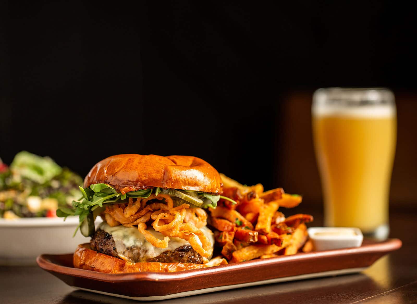 Copper Grouse - Burger with Fries and Beer