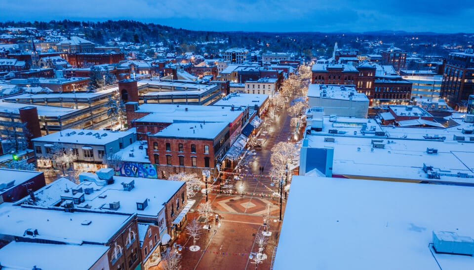 Church Street Marketplace - Winter Aerial View
