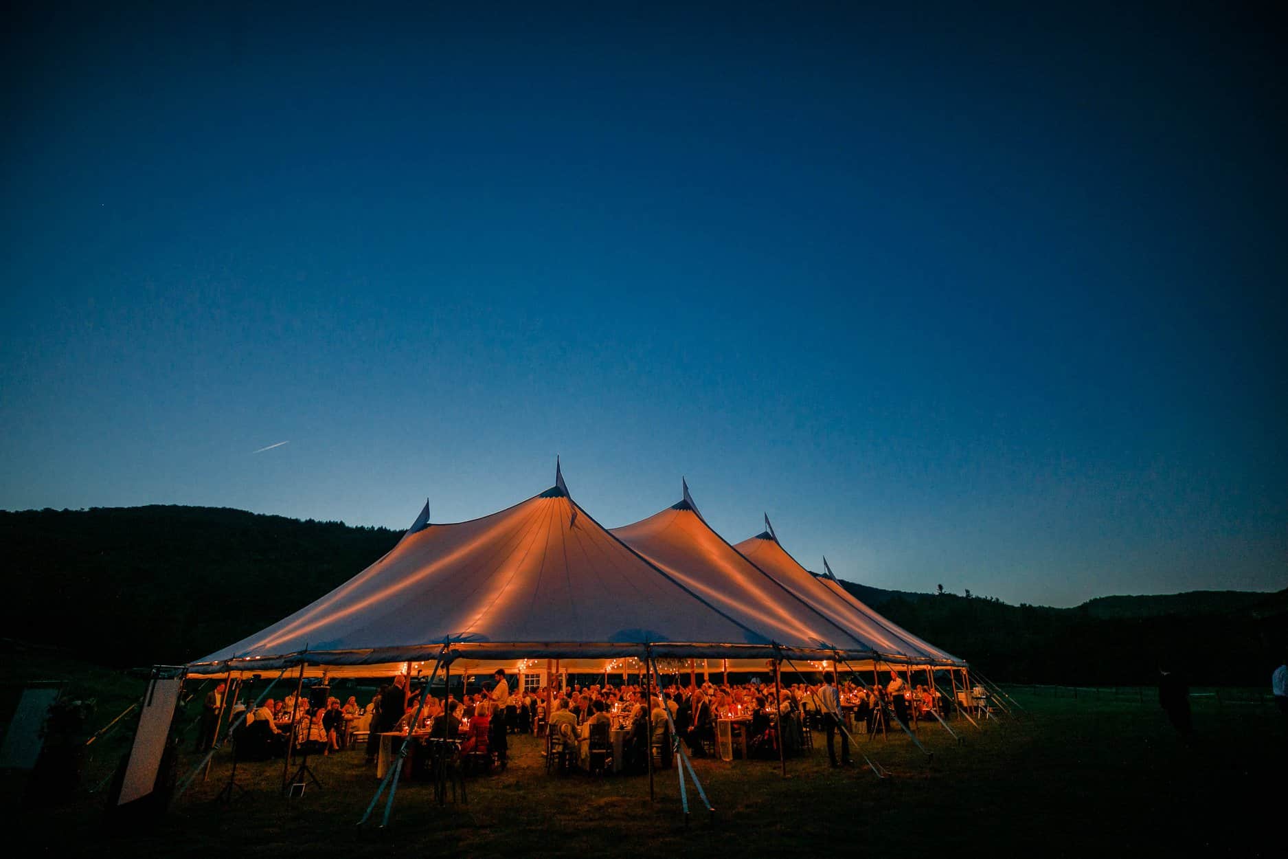 Riverside Farm - Event Tent at Night