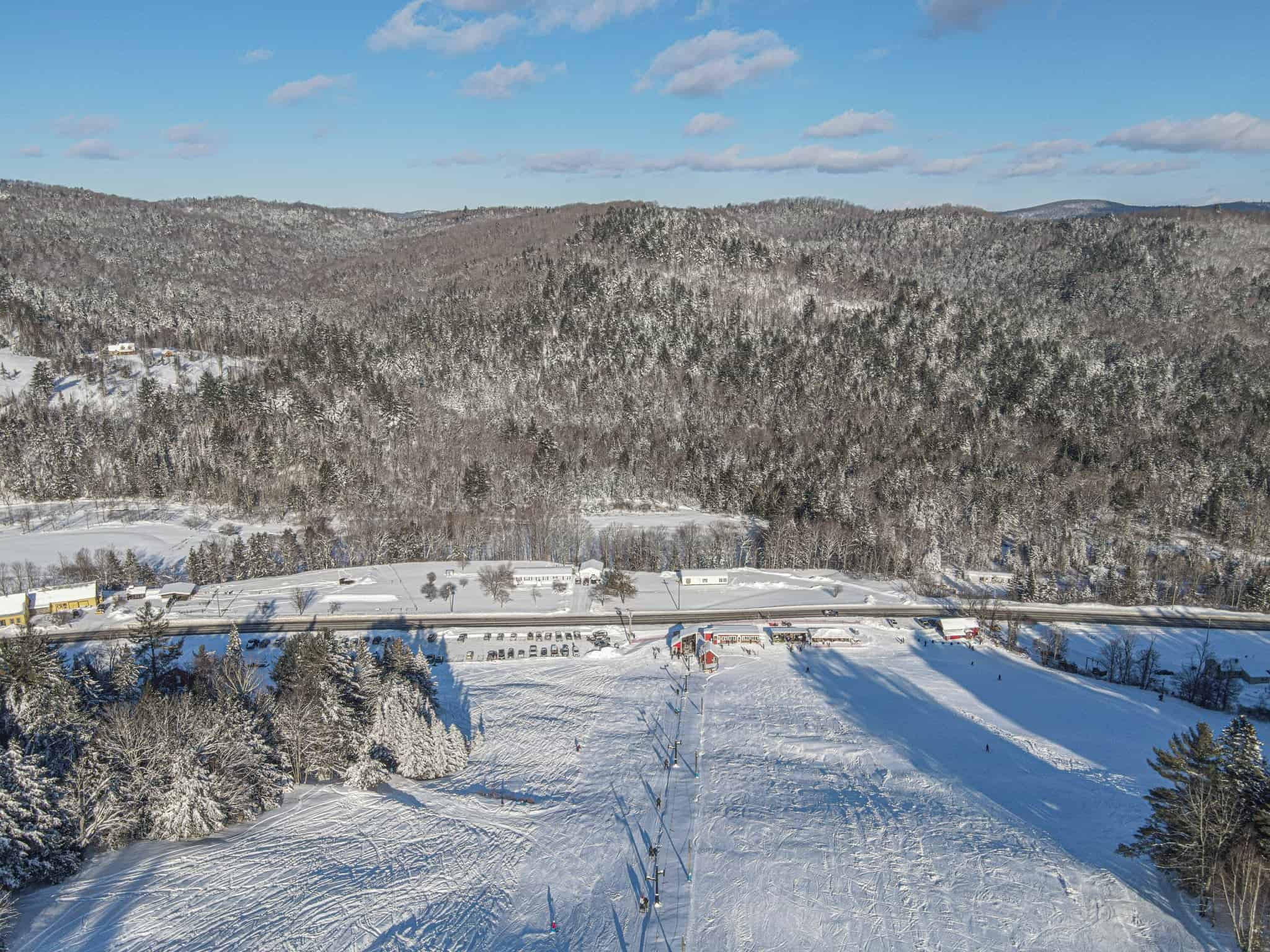 Northeast Slopes - Winter Aerial View Downhill