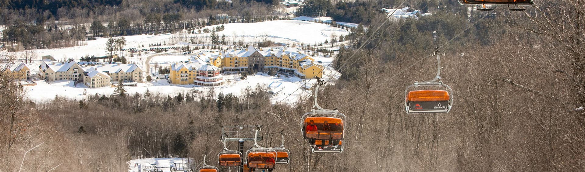 Okemo Mountain Resort - Winter Aerial View with Chairlift