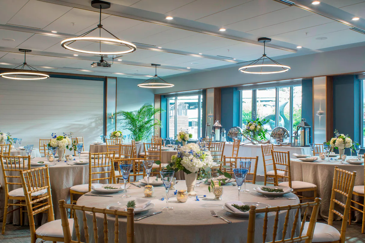 Courtyard by Marriott Burlington Harbor - Ballroom with Banquet Tables and Chairs