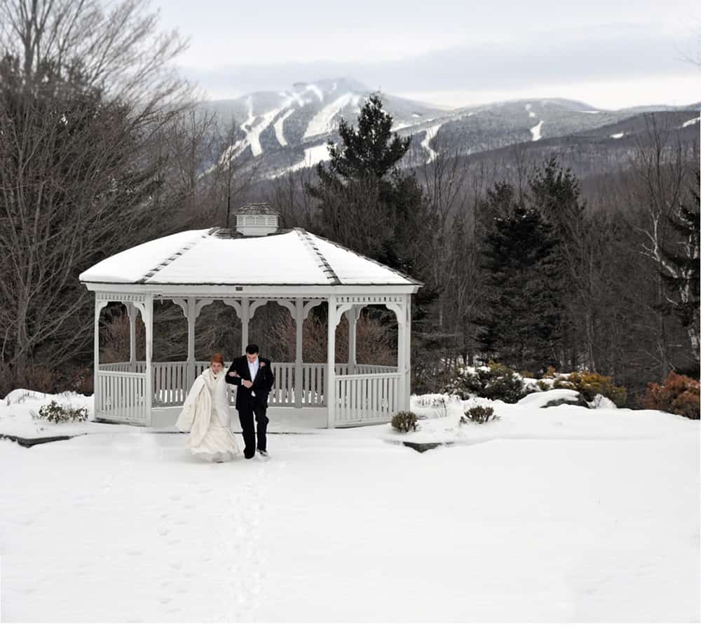 Summit Lodge - Winter Gazebo with Wedding Couple and Mountain