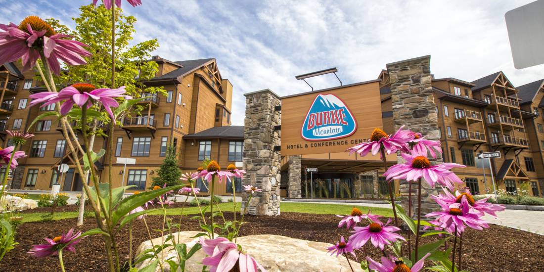 Burke Mountain - Summer Exterior Entrance with Sign