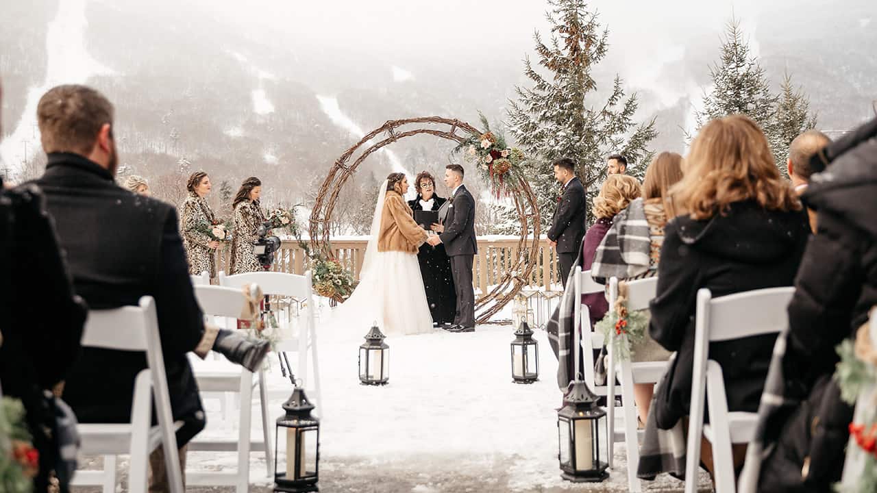 Lodge at Spruce Peak - Winter Outdoor Wedding Ceremony