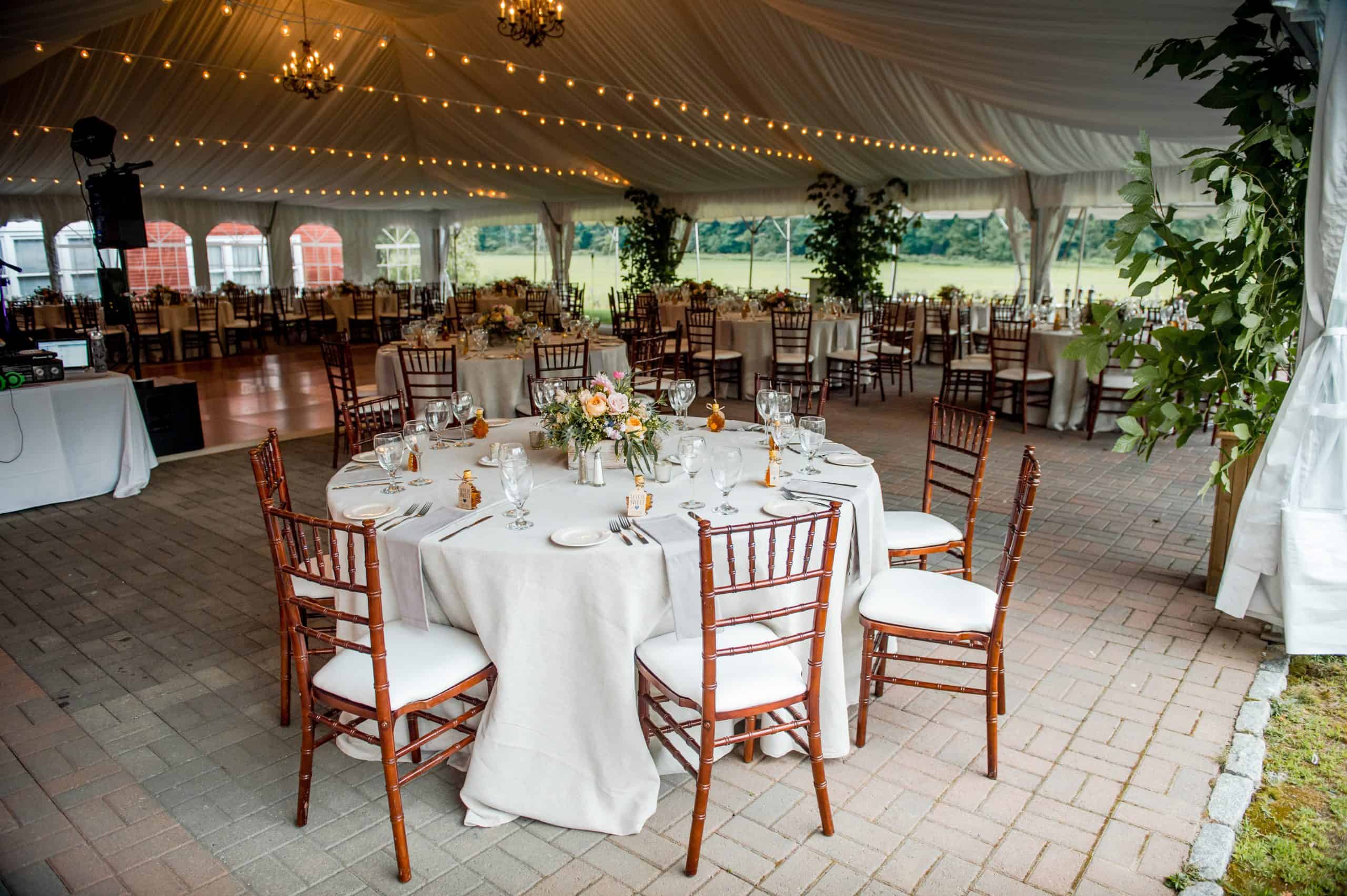 Quechee Inn at Marshland Farm - Wedding Tent Dining Tables