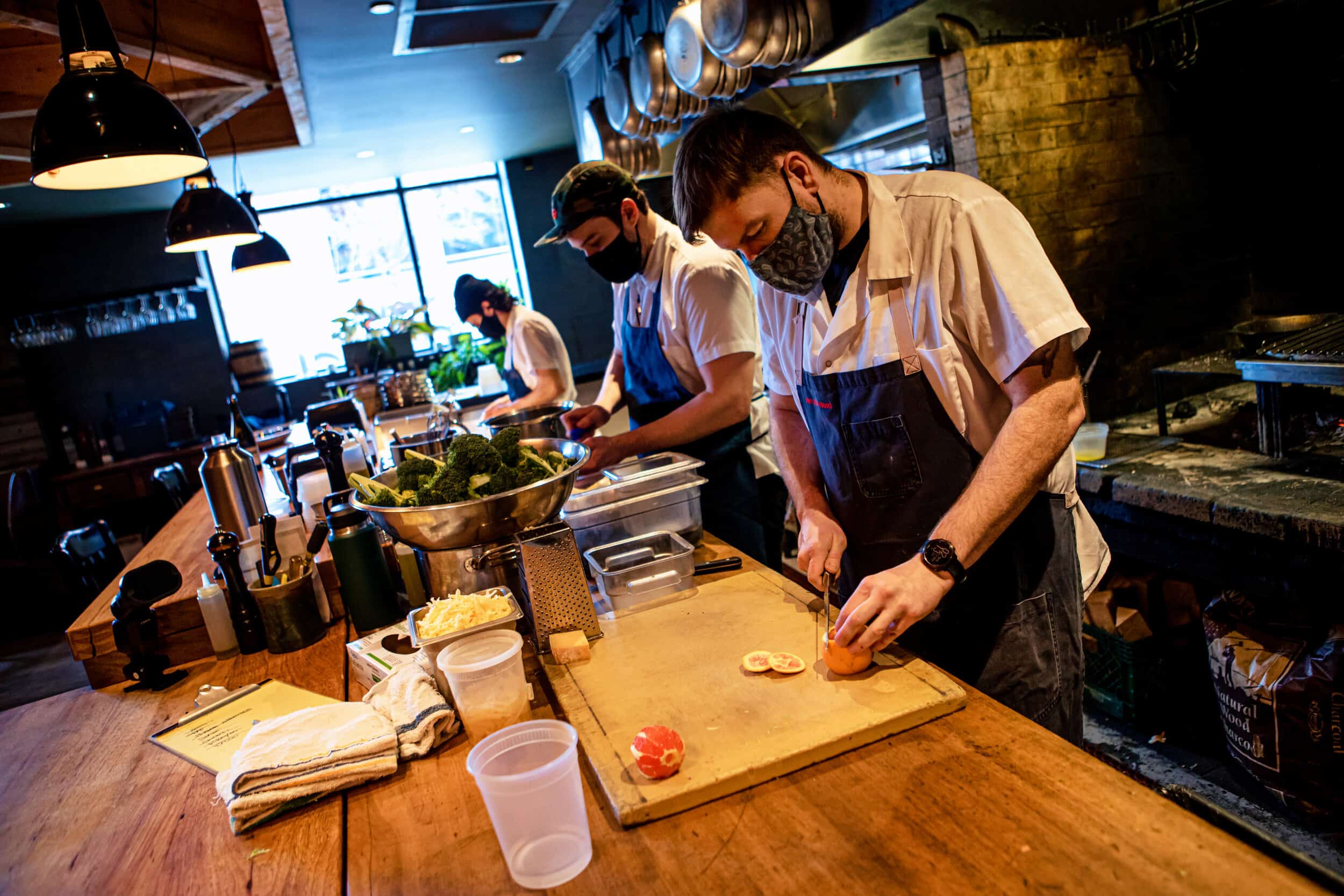 Hen of the Wood Burlington - Cooks Prepping Food