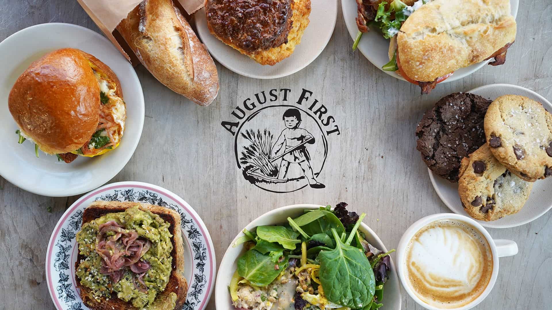 August First - Many Food Dishes with Logo