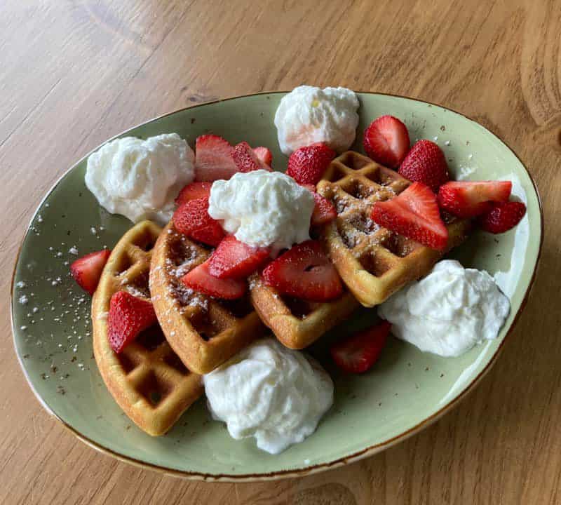 Juniper's at the Wildflower Inn - Waffles with Strawberries