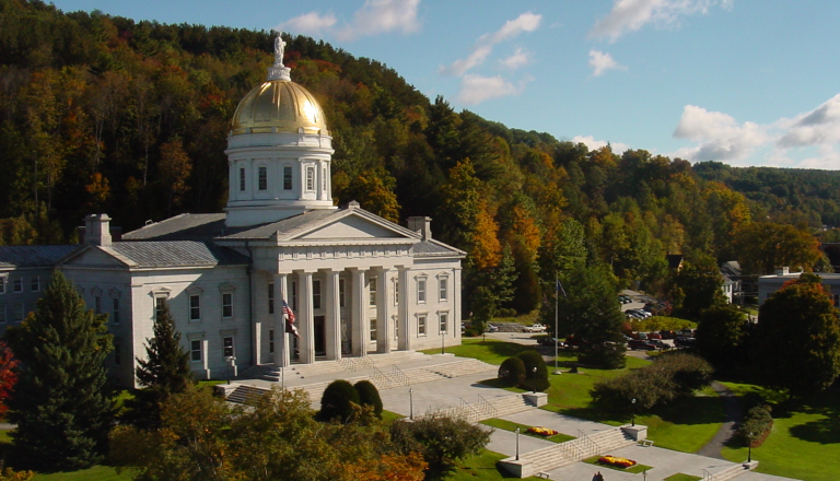 VT State House in Fall Foliage