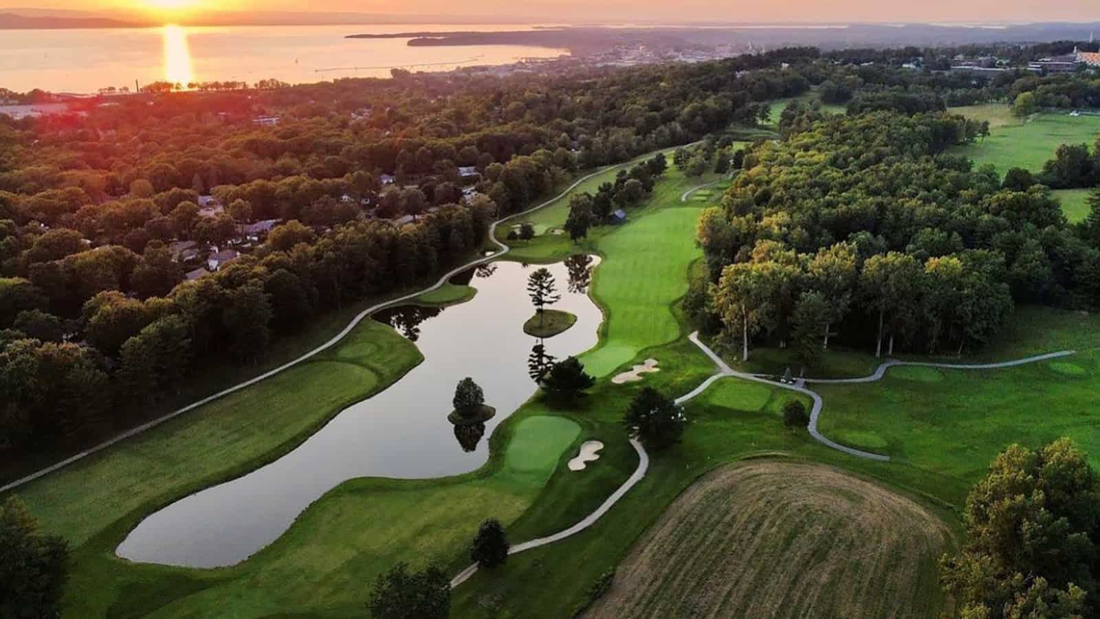 Burlington Country Club - Golf Course Aerial with Lake Champlain