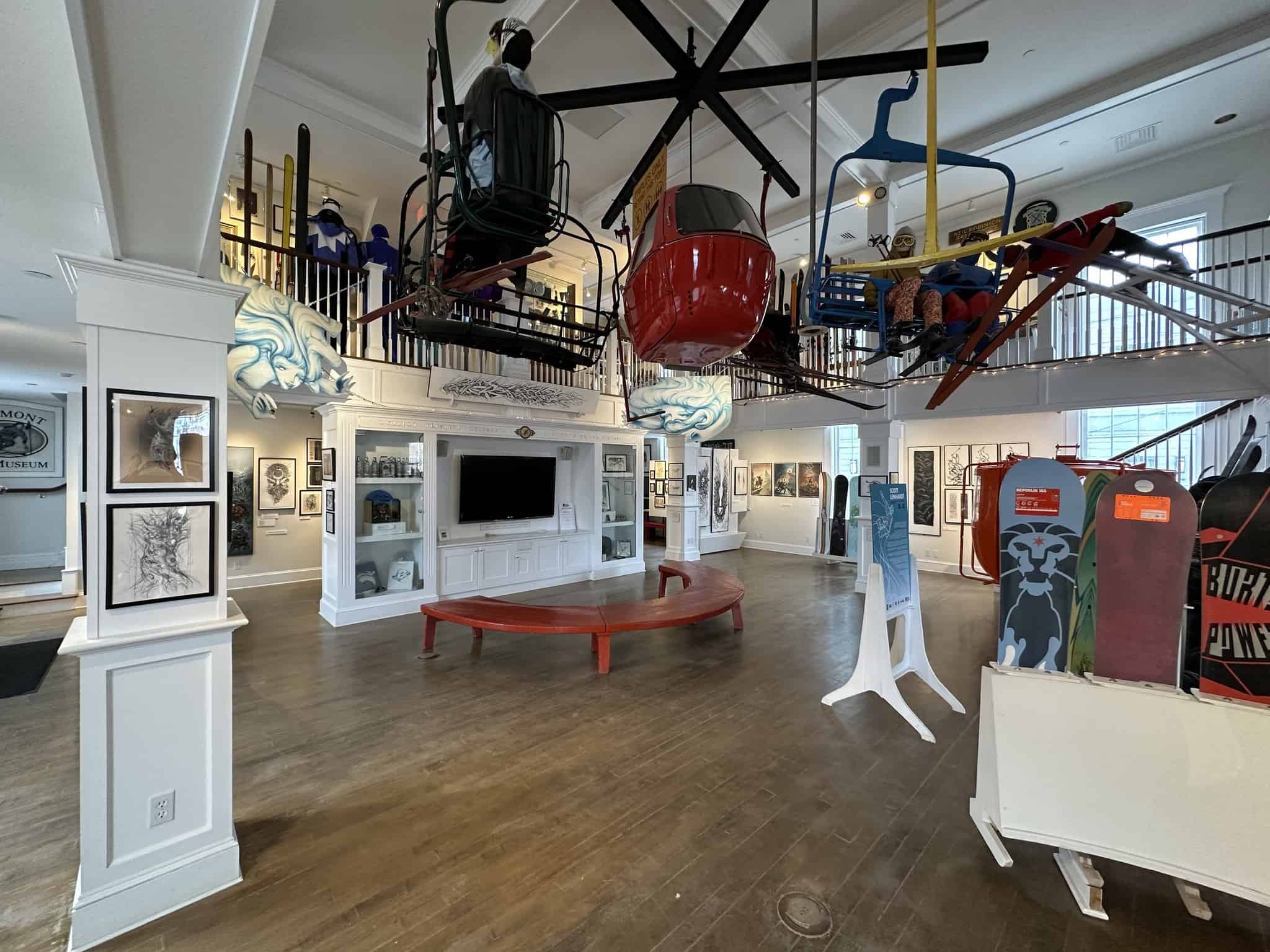 Vermont Ski Museum - Main Floor with Lifts on Ceiling