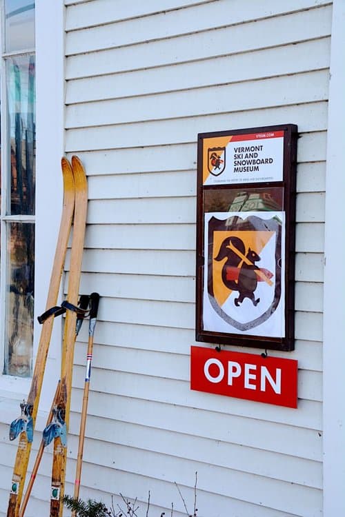 Vermont Ski Museum - Open Sign with Skis