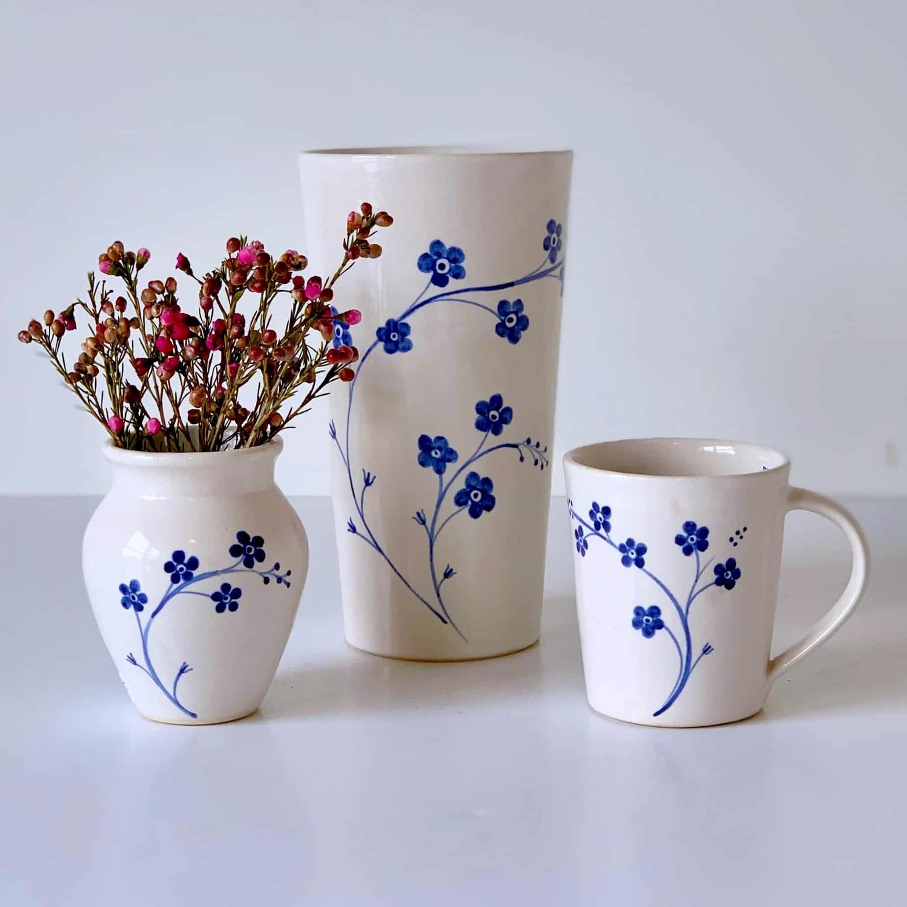 ShackletonThomas - White Pottery with Blue Flowers