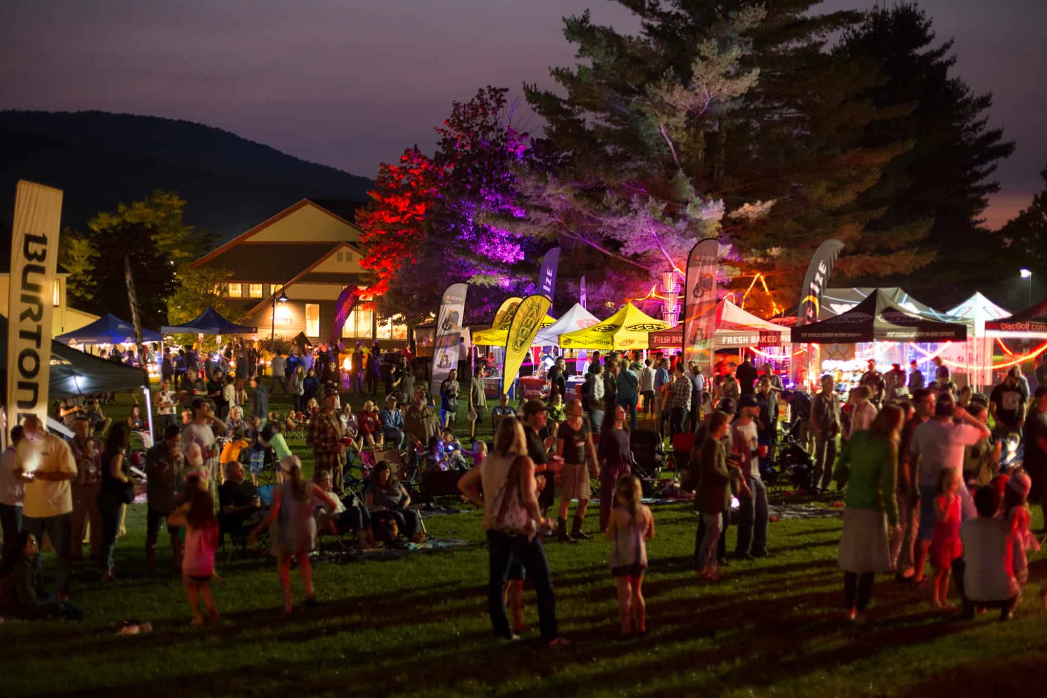 Smugglers Notch FallFest at Night Vendors and Lights